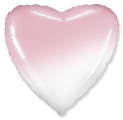 Шар Сердце, Бело-розовый градиент / White-Pink gradient (в упаковке)
