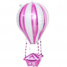 Шар Фигура, 3D, Воздушный шар, Аэростат, Розовый (в упаковке)  