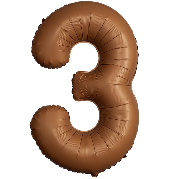 Шар Цифра "3" Slim Шоколадный / Choco Brown (в упаковке) 